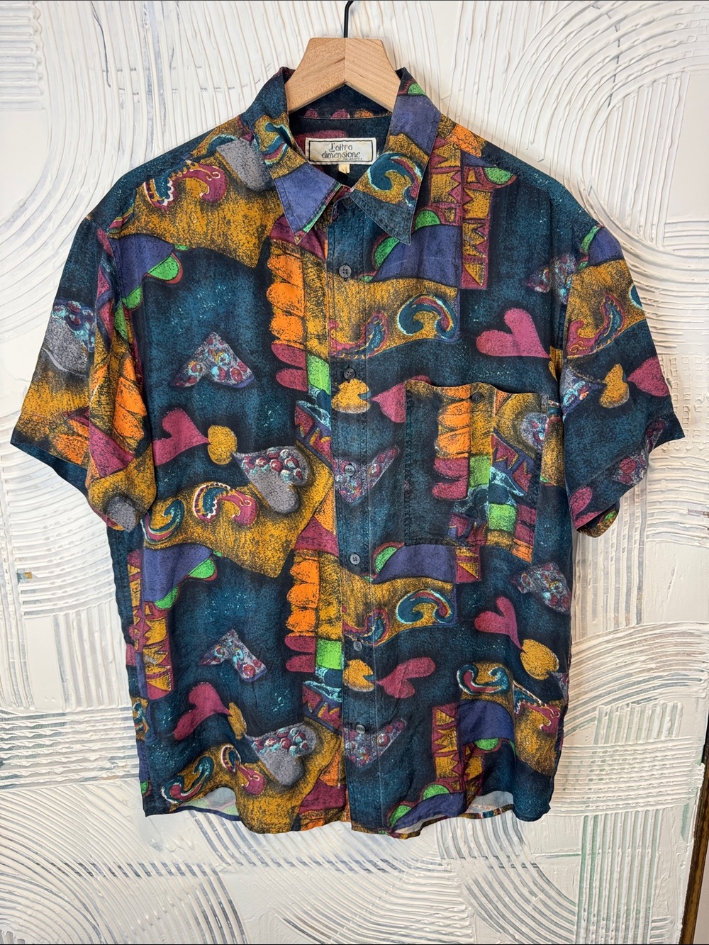 Vintage Johnro Dimensione Italian Style Men’s Abstract Button Up 90’s N0634